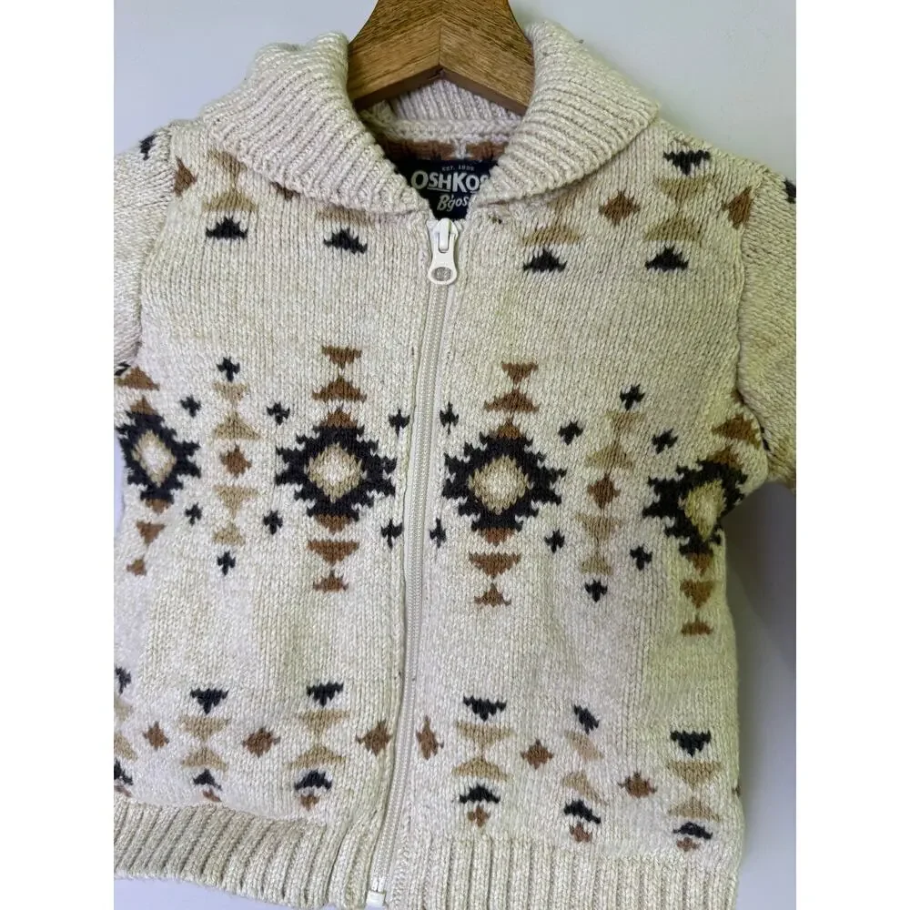 OshKosh B’gosh Toddler Aztec Southwestern Zip Knit Sweater Jacket 2T